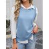 image:imageANRABESS Womens Sweater Vest Summer Sleeveless Crewneck Ribbed Knit Side Button Loose Pullover Tank Tops 2025 Fall OutfitsLight Blue
