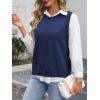 image:imageANRABESS Womens Sweater Vest Summer Sleeveless Crewneck Ribbed Knit Side Button Loose Pullover Tank Tops 2025 Fall OutfitsNavy Blue