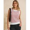 image:imageANRABESS Womens Sweater Vest Top Striped Sleeveless Lightweight Knit Tank Tops 2026 Summer Spring Clothes Vacation OutfitsWhite Red