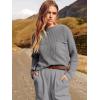 image:imageANRABESS Womens Two Piece Outfits Long Sleeve Knit Top Fall Sweater Set Oversized Pants Tracksuit Lounge Sets Light Grey Medium