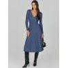 image:imageANRABESS Womens Wrap Midi Sweater Dresses Long Sleeve V Neck Ribbed Knit Bodycon High Waist Pleated ALine Dress 2025 Trendy