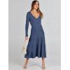image:imageANRABESS Womens Wrap Midi Sweater Dresses Long Sleeve V Neck Ribbed Knit Bodycon High Waist Pleated ALine Dress 2025 Trendy