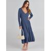 image:imageANRABESS Womens Wrap Midi Sweater Dresses Long Sleeve V Neck Ribbed Knit Bodycon High Waist Pleated ALine Dress 2025 Trendy