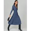 image:imageANRABESS Womens Wrap Midi Sweater Dresses Long Sleeve V Neck Ribbed Knit Bodycon High Waist Pleated ALine Dress 2025 Trendy