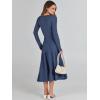 image:imageANRABESS Womens Wrap Midi Sweater Dresses Long Sleeve V Neck Ribbed Knit Bodycon High Waist Pleated ALine Dress 2025 Trendy