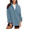 image:imageANRABESS Sweatshirt for Women Oversized Casual Long Sleeve Side Slit Button Lapel Polo Pullover Tunic Tops 2025 Fall OutfitsLight Blue