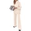 image:imageANRABESS Womens 2 Piece Outfits Turtleneck Matching Lounge Set Sweater Top Wide Leg Pants Fall Cozy Knit Sweatsuit LoungewearAprticot