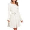 image:imageANRABESS Womens Long Sleeve Midi Dress Crewneck Tie Waist ALine Swing Casual Bodycon Ribbed Knit 2026 Fall Sweater Dress