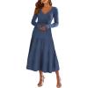 image:imageANRABESS Womens Wrap Midi Sweater Dresses Long Sleeve V Neck Ribbed Knit Bodycon High Waist Pleated ALine Dress 2025 Trendy