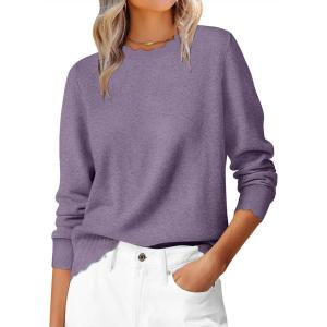 image:imageANRABESS Sweaters for Women Loose Fit Lightweight Soft Dressy Scalloped Long Sleeve Pullover Tops 2026 Fall Casual OutfitsPurple