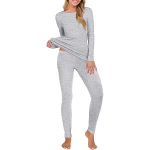 image:imageANRABESS Thermal Underwear for Women Long Johns Fleece Lined Base Layer Pajama Set Cold Weather Top Bottom Winter ClothingGrey