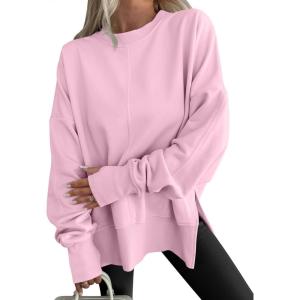 image:imageANRABESS Women Oversized Sweatshirts Thumbhole Long Sleeve Hoodies Shirts 2025 Fall Side Slit Pullover Top Teen Y2k OutfitsPink