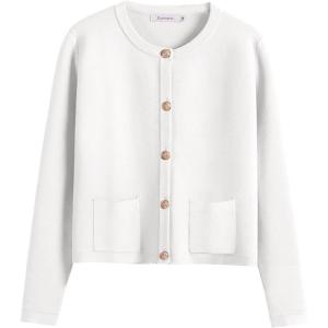 image:imageANRABESS Women Striped Cardigan Sweaters Button Down Cropped Knit Lady Jackets Coat 2025 Fall Outfits Trendy ClothesWhite