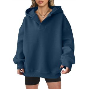 image:imageANRABESS Womens Oversized Hoodies V Neck Sweatshirts Fleece Long Sleeve Pullover Y2K Clothes 2025 Fall Trendy OutfitsNavy Blue