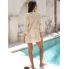 image:imageANRABESS Women 34 Sleeve Swimsuit Cover Up 2026 Summer Beach Vacation Clothes Crochet Knit Bathing Suit Swimwear Mini DressBeige