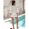 image:imageANRABESS Women 34 Sleeve Swimsuit Cover Up 2026 Summer Beach Vacation Clothes Crochet Knit Bathing Suit Swimwear Mini DressBlackwhite