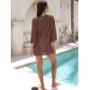 image:imageANRABESS Women 34 Sleeve Swimsuit Cover Up 2026 Summer Beach Vacation Clothes Crochet Knit Bathing Suit Swimwear Mini DressBrown