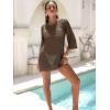 image:imageANRABESS Women 34 Sleeve Swimsuit Cover Up 2026 Summer Beach Vacation Clothes Crochet Knit Bathing Suit Swimwear Mini DressDeep Brown