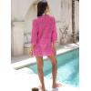 image:imageANRABESS Women 34 Sleeve Swimsuit Cover Up 2026 Summer Beach Vacation Clothes Crochet Knit Bathing Suit Swimwear Mini DressHot Pink