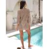 image:imageANRABESS Women 34 Sleeve Swimsuit Cover Up 2026 Summer Beach Vacation Clothes Crochet Knit Bathing Suit Swimwear Mini DressKhaki