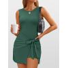 image:imageANRABESS Women Summer Sleeveless Bodycon Tie Waist Romper Skort Mini Tennis Athletic Dress Built Shorts Casual Vacation DressDark Green
