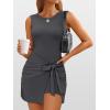 image:imageANRABESS Women Summer Sleeveless Bodycon Tie Waist Romper Skort Mini Tennis Athletic Dress Built Shorts Casual Vacation DressDeep Grey