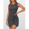 image:imageANRABESS Women Summer Sleeveless Bodycon Tie Waist Romper Skort Mini Tennis Athletic Dress Built Shorts Casual Vacation DressDeep Grey