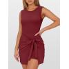 image:imageANRABESS Women Summer Sleeveless Bodycon Tie Waist Romper Skort Mini Tennis Athletic Dress Built Shorts Casual Vacation DressDeep Red