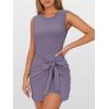 image:imageANRABESS Women Summer Sleeveless Bodycon Tie Waist Romper Skort Mini Tennis Athletic Dress Built Shorts Casual Vacation DressGray Purple