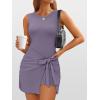 image:imageANRABESS Women Summer Sleeveless Bodycon Tie Waist Romper Skort Mini Tennis Athletic Dress Built Shorts Casual Vacation DressGray Purple
