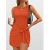 image:imageANRABESS Women Summer Sleeveless Bodycon Tie Waist Romper Skort Mini Tennis Athletic Dress Built Shorts Casual Vacation DressOrange