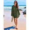 image:imageANRABESS Women Swimsuit Crochet Swim Cover Up 2026 Summer Bathing Suit Swimwear Mesh Knit Beach Dress Vacation OutfitsArmy Green