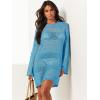 image:imageANRABESS Women Swimsuit Crochet Swim Cover Up 2026 Summer Bathing Suit Swimwear Mesh Knit Beach Dress Vacation OutfitsBlue