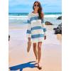 image:imageANRABESS Women Swimsuit Crochet Swim Cover Up 2026 Summer Bathing Suit Swimwear Mesh Knit Beach Dress Vacation OutfitsBluewhite