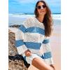 image:imageANRABESS Women Swimsuit Crochet Swim Cover Up 2026 Summer Bathing Suit Swimwear Mesh Knit Beach Dress Vacation OutfitsBluewhite