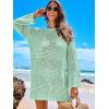 image:imageANRABESS Women Swimsuit Crochet Swim Cover Up 2026 Summer Bathing Suit Swimwear Mesh Knit Beach Dress Vacation OutfitsLight Green
