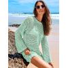 image:imageANRABESS Women Swimsuit Crochet Swim Cover Up 2026 Summer Bathing Suit Swimwear Mesh Knit Beach Dress Vacation OutfitsLight Green