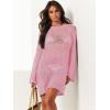 image:imageANRABESS Women Swimsuit Crochet Swim Cover Up 2026 Summer Bathing Suit Swimwear Mesh Knit Beach Dress Vacation OutfitsLight Pink