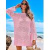 image:imageANRABESS Women Swimsuit Crochet Swim Cover Up 2026 Summer Bathing Suit Swimwear Mesh Knit Beach Dress Vacation OutfitsLight Pink