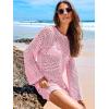 image:imageANRABESS Women Swimsuit Crochet Swim Cover Up 2026 Summer Bathing Suit Swimwear Mesh Knit Beach Dress Vacation OutfitsLight Pink