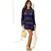 image:imageANRABESS Women Swimsuit Crochet Swim Cover Up 2026 Summer Bathing Suit Swimwear Mesh Knit Beach Dress Vacation OutfitsNavy Blue