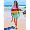 image:imageANRABESS Women Swimsuit Crochet Swim Cover Up 2026 Summer Bathing Suit Swimwear Mesh Knit Beach Dress Vacation OutfitsRainbow Stripe