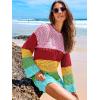 image:imageANRABESS Women Swimsuit Crochet Swim Cover Up 2026 Summer Bathing Suit Swimwear Mesh Knit Beach Dress Vacation OutfitsRainbow Stripe