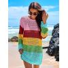 image:imageANRABESS Women Swimsuit Crochet Swim Cover Up 2026 Summer Bathing Suit Swimwear Mesh Knit Beach Dress Vacation OutfitsRainbow Stripe