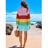 image:imageANRABESS Women Swimsuit Crochet Swim Cover Up 2026 Summer Bathing Suit Swimwear Mesh Knit Beach Dress Vacation OutfitsRainbow Stripe