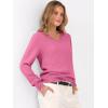 image:imageANRABESS Womens Long Sleeve V Neck Sweaters 2025 Fall Casual Classic Soft Loose Fit Basic Pullover Jumper TopHot Pink
