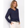image:imageANRABESS Womens Long Sleeve V Neck Sweaters 2025 Fall Casual Classic Soft Loose Fit Basic Pullover Jumper TopNavy Blue