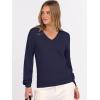 image:imageANRABESS Womens Long Sleeve V Neck Sweaters 2025 Fall Casual Classic Soft Loose Fit Basic Pullover Jumper TopNavy Blue