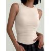 image:imageANRABESS Womens Sleeveless High Neck Tank Tops Fashion Summer Casual Basic Slim Fit Ribbed Racerback Top Shirt ClothesApricot