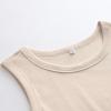 image:imageANRABESS Womens Sleeveless High Neck Tank Tops Fashion Summer Casual Basic Slim Fit Ribbed Racerback Top Shirt ClothesApricot